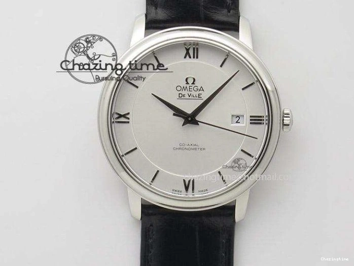 0218 Fashionable De Ville Prestige Real Power Reserve SS TW 1:1 Best Edition White Dial Blue Markers On Leather Strap A 8094